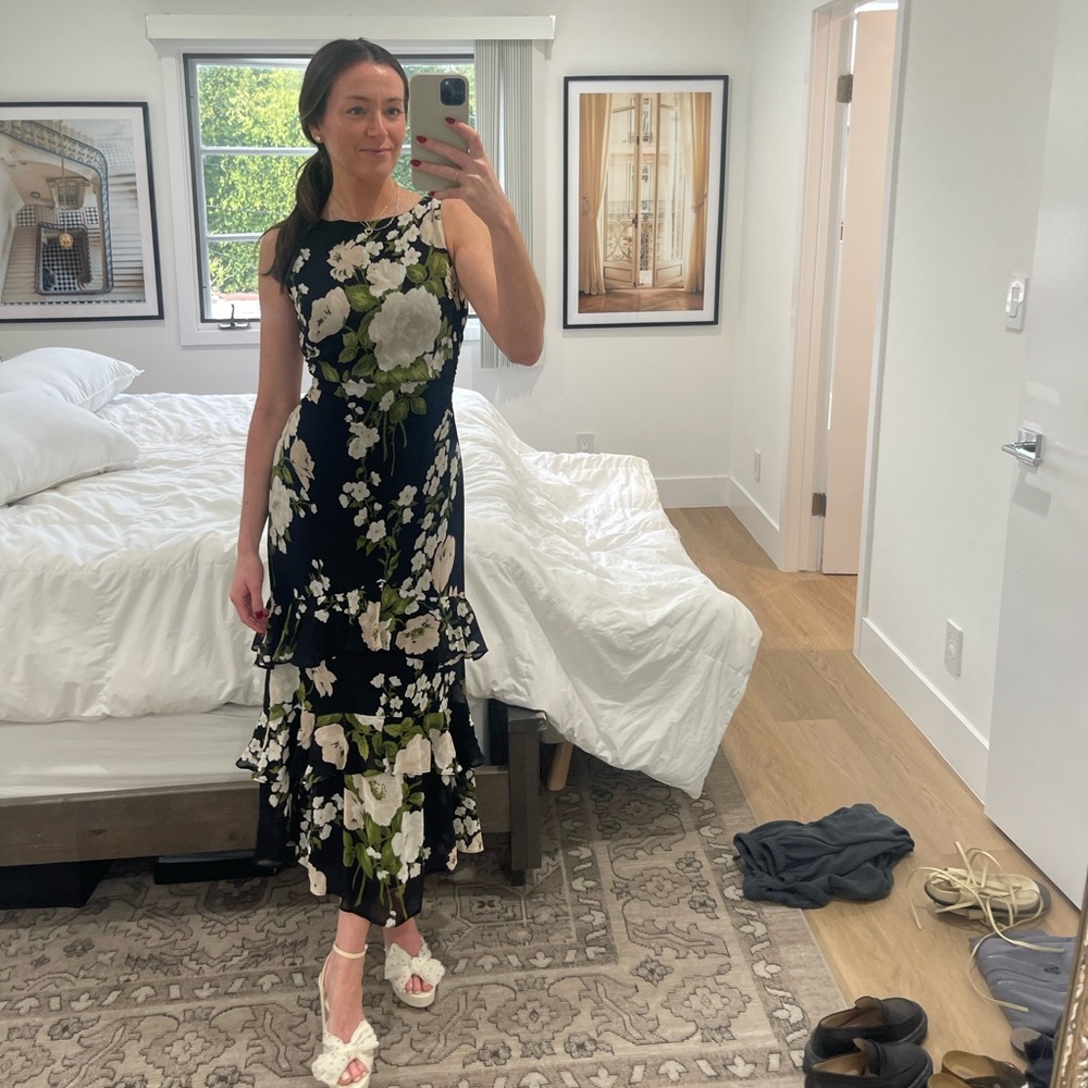 Reformation Magnus Dress, black floral, size 0